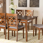 Baxton Studio Ramiro Modern and Contemporary Grey Fabric Upholstered and Walnut Brown Finished Wood 7-Piece Dining Set
