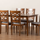 Baxton Studio Ramiro Modern and Contemporary Grey Fabric Upholstered and Walnut Brown Finished Wood 7-Piece Dining Set