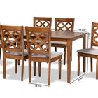 Baxton Studio Ramiro Modern and Contemporary Grey Fabric Upholstered and Walnut Brown Finished Wood 7-Piece Dining Set