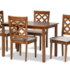 Baxton Studio Ramiro Modern and Contemporary Grey Fabric Upholstered and Walnut Brown Finished Wood 5-Piece Dining Set