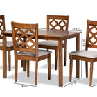 Baxton Studio Ramiro Modern and Contemporary Grey Fabric Upholstered and Walnut Brown Finished Wood 5-Piece Dining Set