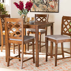 Baxton Studio Ramiro Modern and Contemporary Transitional Grey Fabric Upholstered and Walnut Brown Finished Wood 5-Piece Pub Set