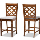 Baxton Studio Ramiro Modern and Contemporary Transitional Grey Fabric Upholstered and Walnut Brown Finished Wood 2-Piece Counter Stool Set