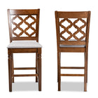 Baxton Studio Ramiro Modern and Contemporary Transitional Grey Fabric Upholstered and Walnut Brown Finished Wood 2-Piece Counter Stool Set