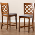 Baxton Studio Ramiro Modern and Contemporary Transitional Grey Fabric Upholstered and Walnut Brown Finished Wood 2-Piece Counter Stool Set