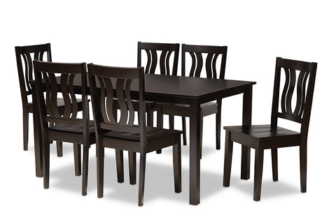 Baxton Studio Zamira Modern and Contemporary Transitional Dark Brown Finished Wood 7-Piece Dining Set