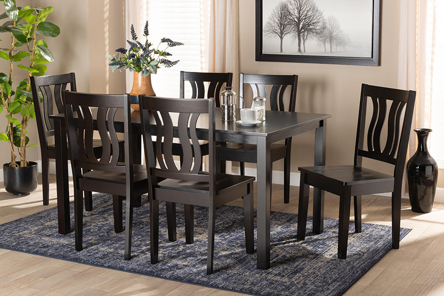 Baxton Studio Zamira Modern and Contemporary Transitional Dark Brown Finished Wood 7-Piece Dining Set