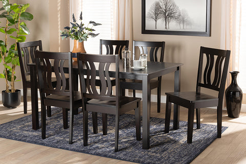 Baxton Studio Zamira Modern and Contemporary Transitional Dark Brown Finished Wood 7-Piece Dining Set