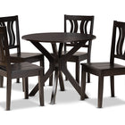 Baxton Studio Mare Modern and Contemporary Transitional Dark Brown Finished Wood 5-Piece Dining Set
