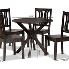 Baxton Studio Mare Modern and Contemporary Transitional Dark Brown Finished Wood 5-Piece Dining Set