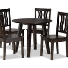 Baxton Studio Anesa Modern and Contemporary Transitional Dark Brown Finished Wood 5-Piece Dining Set