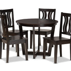 Baxton Studio Elodia Modern and Contemporary Transitional Dark Brown Finished Wood 5-Piece Dining Set