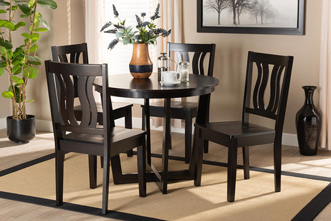 Baxton Studio Elodia Modern and Contemporary Transitional Dark Brown Finished Wood 5-Piece Dining Set