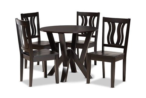 Baxton Studio Noelia Modern and Contemporary Transitional Dark Brown Finished Wood 5-Piece Dining Set