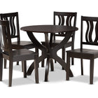 Baxton Studio Karla Modern and Contemporary Transitional Dark Brown Finished Wood 5-Piece Dining Set
