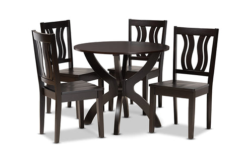 Baxton Studio Karla Modern and Contemporary Transitional Dark Brown Finished Wood 5-Piece Dining Set