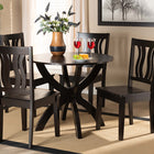 Baxton Studio Karla Modern and Contemporary Transitional Dark Brown Finished Wood 5-Piece Dining Set