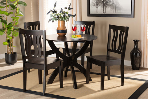 Baxton Studio Karla Modern and Contemporary Transitional Dark Brown Finished Wood 5-Piece Dining Set