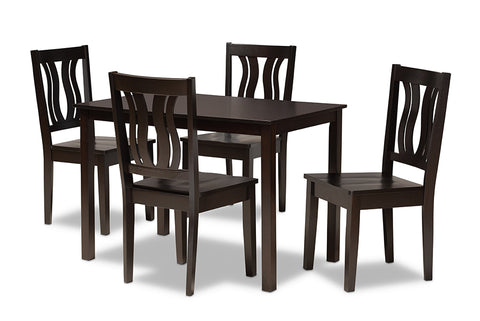 Baxton Studio Zamira Modern and Contemporary Transitional Dark Brown Finished Wood 5-Piece Dining Set