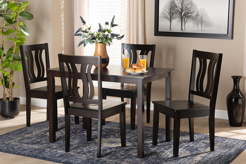 Baxton Studio Zamira Modern and Contemporary Transitional Dark Brown Finished Wood 5-Piece Dining Set
