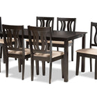Baxton Studio Fenton Modern and Contemporary Sand Fabric Upholstered and Dark Brown Finished Wood 7-Piece Dining Set