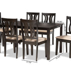 Baxton Studio Fenton Modern and Contemporary Sand Fabric Upholstered and Dark Brown Finished Wood 7-Piece Dining Set
