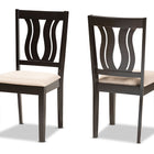 Baxton Studio Fenton Modern and Contemporary Sand Fabric Upholstered and Dark Brown Finished Wood 2-Piece Dining Chair Set