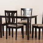 Baxton Studio Fenton Modern and Contemporary Sand Fabric Upholstered and Dark Brown Finished Wood 5-Piece Dining Set