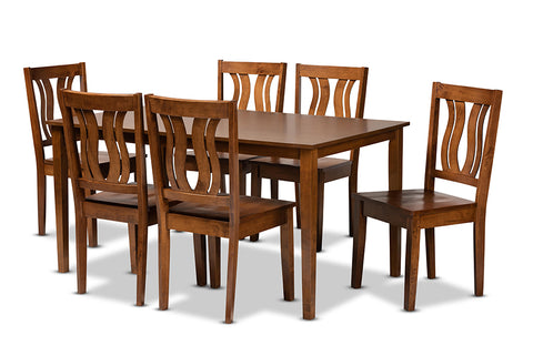 Baxton Studio Zamira Modern and Contemporary Transitional Walnut Brown Finished Wood 7-Piece Dining Set