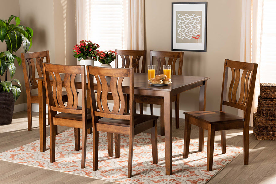 Baxton Studio Zamira Modern and Contemporary Transitional Walnut Brown Finished Wood 7-Piece Dining Set