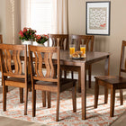 Baxton Studio Zamira Modern and Contemporary Transitional Walnut Brown Finished Wood 7-Piece Dining Set