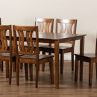 Baxton Studio Zamira Modern and Contemporary Transitional Walnut Brown Finished Wood 7-Piece Dining Set