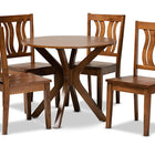 Baxton Studio Mare Modern and Contemporary Transitional Walnut Brown Finished Wood 5-Piece Dining Set