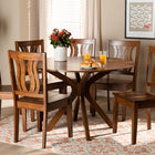 Baxton Studio Mare Modern and Contemporary Transitional Walnut Brown Finished Wood 7-Piece Dining Set