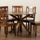 Baxton Studio Mare Modern and Contemporary Transitional Walnut Brown Finished Wood 7-Piece Dining Set
