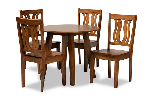 Baxton Studio Anesa Modern and Contemporary Transitional Walnut Brown Finished Wood 5-Piece Dining Set