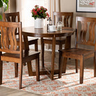 Baxton Studio Elodia Modern and Contemporary Transitional Walnut Brown Finished Wood 5-Piece Dining Set