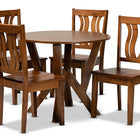 Baxton Studio Noelia Modern and Contemporary Transitional Walnut Brown Finished Wood 5-Piece Dining Set