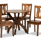 Baxton Studio Karla Modern and Contemporary Transitional Walnut Brown Finished Wood 5-Piece Dining Set