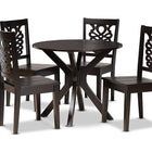 Baxton Studio Liese Modern and Contemporary Transitional Dark Brown Finished Wood 5-Piece Dining Set