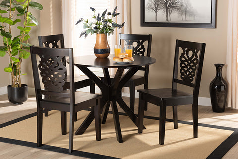 Baxton Studio Liese Modern and Contemporary Transitional Dark Brown Finished Wood 5-Piece Dining Set