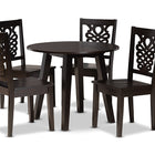Baxton Studio Mina Modern and Contemporary Transitional Dark Brown Finished Wood 5-Piece Dining Set