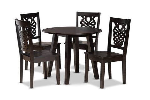 Baxton Studio Mina Modern and Contemporary Transitional Dark Brown Finished Wood 5-Piece Dining Set