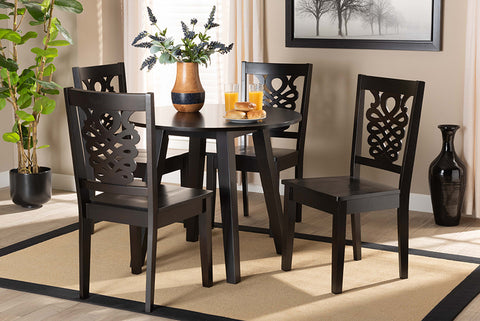 Baxton Studio Mina Modern and Contemporary Transitional Dark Brown Finished Wood 5-Piece Dining Set