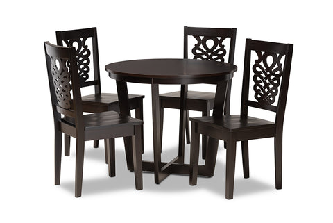 Baxton Studio Salida Modern and Contemporary Transitional Dark Brown Finished Wood 5-Piece Dining Set