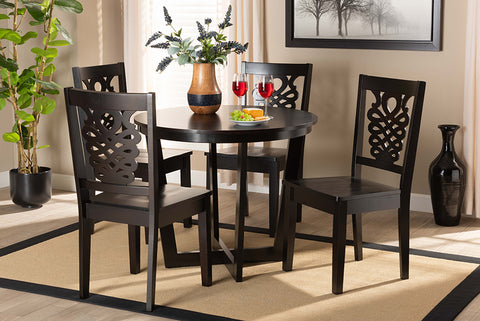 Baxton Studio Salida Modern and Contemporary Transitional Dark Brown Finished Wood 5-Piece Dining Set