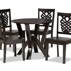 Baxton Studio Valda Modern and Contemporary Transitional Dark Brown Finished Wood 5-Piece Dining Set