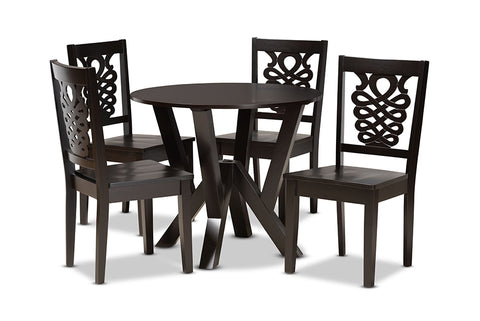 Baxton Studio Valda Modern and Contemporary Transitional Dark Brown Finished Wood 5-Piece Dining Set