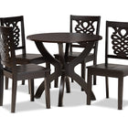 Baxton Studio Wanda Modern and Contemporary Transitional Dark Brown Finished Wood 5-Piece Dining Set