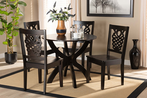 Baxton Studio Wanda Modern and Contemporary Transitional Dark Brown Finished Wood 5-Piece Dining Set